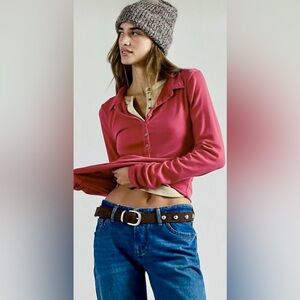 NWT FREE PEOPLE WE THE FREE TESSA POLO STOLEN KISS